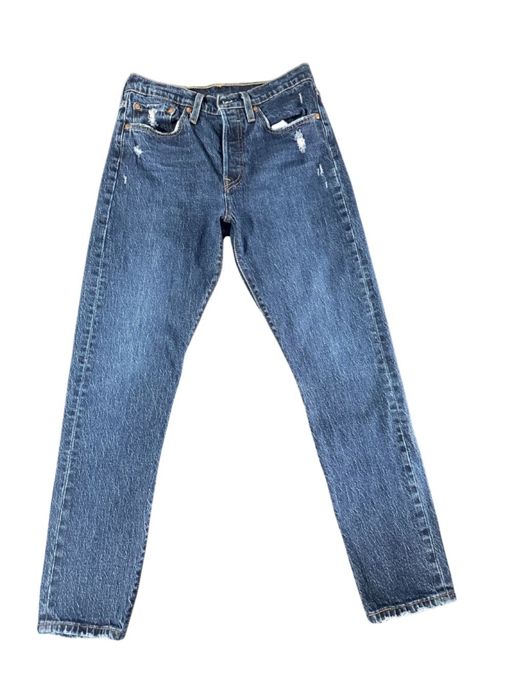 Levi’s Women’s 501 Skinny Jeans W27 L28 Distressed Medium Wash High Rise Denim